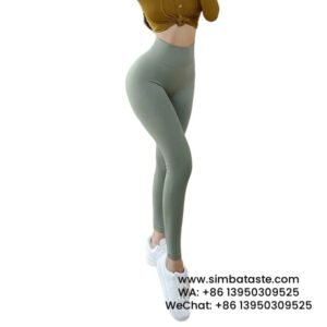 Women Green Gray Hip Lift Gym Pants High Waist Yoga Pants Running Sports Pants