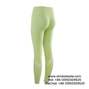 Women Green High Waist Hip Lift Gym Pants Breathable Running Training Yoga Pants 2