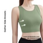 Women Green One Piece Shock-Absorbing Sports Bra Breathable Full Cup Yoga Vest