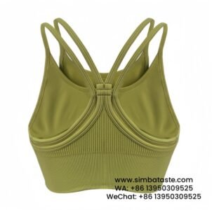 Women Green Thin Straps Beautiful Back Two Pieces Sports Bra Yoga Gym Bra
