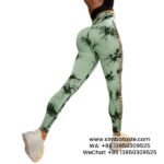 Women Green Tie-Dye Yoga Pants Side Cut-Outs Seamless Athletic Leggings 2