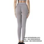 Women Grey Contrasting Gym Pants High Waist Hip Yoga Pants Breathable Athletic Leggings