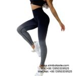 Women Grey Seamless Knitted Sling Dye Yoga Pants Gradient High Waist Sports Leggings