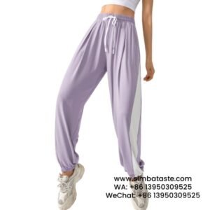 Women Ice Purple Loose Cuff Sweatpants Slim Running Rrousers Yoga Gym Pants