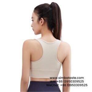 Women Ivory White One Piece Shock-Absorbing Sports Bra Breathable Full Cup Yoga Vest
