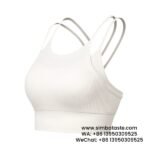 Women Ivory White Thin Straps Beautiful Back Two Pieces Sports Bra Yoga Gym Bra