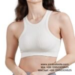Women Ivory White Thread Bra Cropped Yoga Vest Top Pilates Fitness Bra Yoga Bra