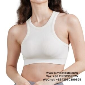 Women Ivory White Thread Bra Cropped Yoga Vest Top Pilates Fitness Bra Yoga Bra