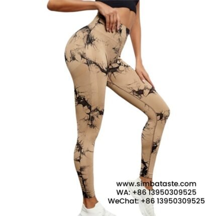 Women Khaki Brown High Waist Tie Dye Gym Pants Shapewear Yoga Pants Sports Pants