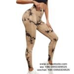 Women Khaki Dyeing Yoga Pants High Rise Hip Lift Gym Pants Seamless Athletic Pants
