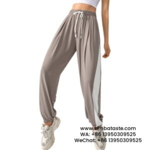 Women Khaki Loose Cuff Sweatpants Slim Running Rrousers Yoga Gym Pants