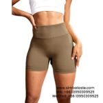 Women Khaki Seamless Yoga Shorts Athletic Shorts Breathable High-Rise Gym Pants 3