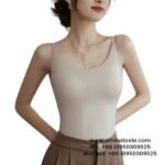 Women Khaki Strap Chest Pad Seamless Vest One Piece Slim Fashion Sports Vest