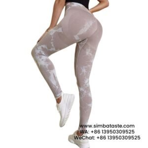 Women Light Coffee Dyeing Yoga Pants High Rise Hip Lift Gym Pants Seamless Athletic Pants