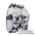 Women Light Gray High Waist Side Mesh Tie Dye Yoga Shorts Fitness Exercise Pants