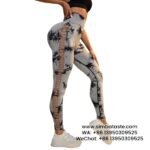 Women Light Gray Tie-Dye Yoga Pants Side Cut-Outs Seamless Athletic Leggings