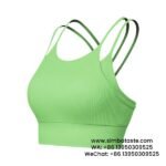 Women Light Green Thin Straps Beautiful Back Two Pieces Sports Bra Yoga Gym Bra