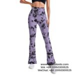 Women Lilac Tie-Dye Yoga Pants Flared Wide Leg Pants Sports Fitness Leggings