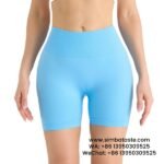 Women Lotus Blue Seamless High Waist Yoga Shorts Tight Running Exercise Pants