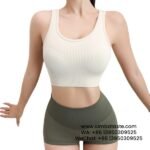 Women Milky White Cut-Out Beautiful Back Sports Bra One Piece Shockproof Yoga Wear Bra