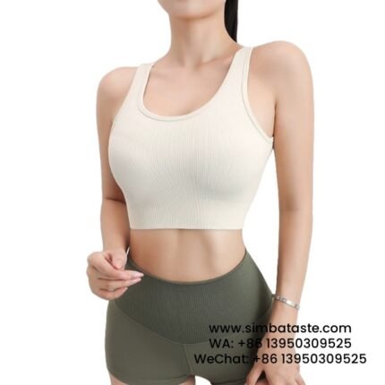 Women Milky White Cut-Out Beautiful Back Sports Bra One Piece Shockproof Yoga Wear Bra