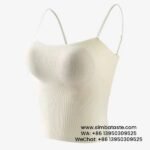 Women Milky White Strap Chest Pad Seamless Vest One Piece Slim Fashion Sports Vest