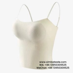 Women Milky White Strap Chest Pad Seamless Vest One Piece Slim Fashion Sports Vest