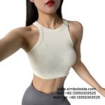 Women Misty White Thread Sports Bra Racer Vest One Piece Breathable Yoga Wear
