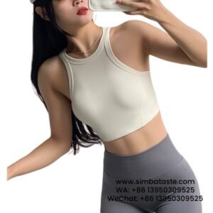 Women Misty White Thread Sports Bra Racer Vest One Piece Breathable Yoga Wear