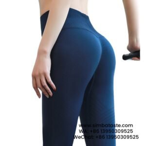 Women Navy Blue High Waist Hip Lift Gym Pants Breathable Running Training Yoga Pants 2