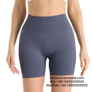 Women Navy Blue Seamless High Waist Yoga Shorts Tight Running Exercise Pants