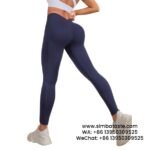 Women Navy Blue Seamless Knitting Explosive Hip Lift Yoga Pants Feminine V Waist Sports Gym Pants