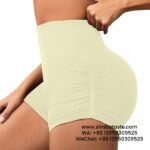 Women Off-White Pleated Yoga Short Pants Running Threaded Gym Pants Athletic Shorts