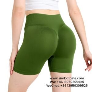 Women Olive Green Gym Pants Athletic Tight Cropped Pants Seamless Yoga Hot Pants