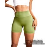 Women Olive Green Seamless Yoga Shorts Athletic Shorts Breathable High-Rise Gym Pants 2
