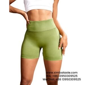 Women Olive Green Seamless Yoga Shorts Athletic Shorts Breathable High-Rise Gym Pants 2