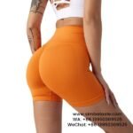 Women Orange Gym Pants Athletic Tight Cropped Pants Seamless Yoga Hot Pants