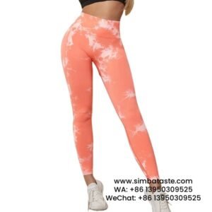 Women Light Blue High Waist Tie Dye Gym Pants Shapewear Yoga Pants Sports Pants