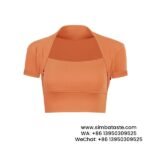 Women Orange Yoga Clothes Sexy Running Gym Top Slim Sports Short-Sleeved Yoga T-Shirt