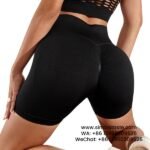 Women Phantom Black Gym Pants Athletic Tight Cropped Pants Seamless Yoga Hot Pants
