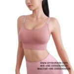 Women Pink Adjustable Letter Shoulder Strap Sports Bra Professional Fitness Bra Yoga Vest