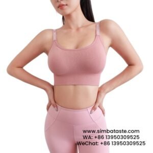Women Pink Adjustable Letter Shoulder Strap Sports Bra Professional Fitness Bra Yoga Vest