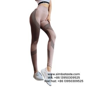 Women Pink Coffee High Waist Stretch Gym Pants Quick-Drying Running Sweatpants