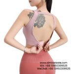 Women Pink Cut-Out Beautiful Back Sports Bra One Piece Shockproof Yoga Wear Bra