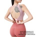 Women Pink Cut-Out Beautiful Back Sports Bra One Piece Shockproof Yoga Wear Bra