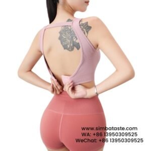 Women Pink Cut-Out Beautiful Back Sports Bra One Piece Shockproof Yoga Wear Bra