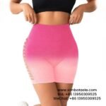 Women Pink High Waist Side Mesh Dip Dye Yoga Shorts Fitness Exercise Pants 2