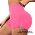 Women Pink Pleated Yoga Short Pants Running Threaded Gym Pants Athletic Shorts