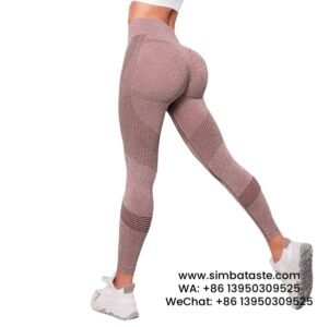 Women Pink Seamless Hip Lift Gym Pants Tight High Rise Yoga Pants