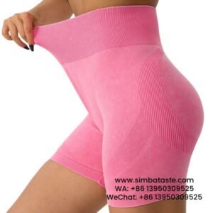 Women Pink TK Hot Selling High-Waisted Gym Pants Athletic Hip Lift Yoga Shorts 2